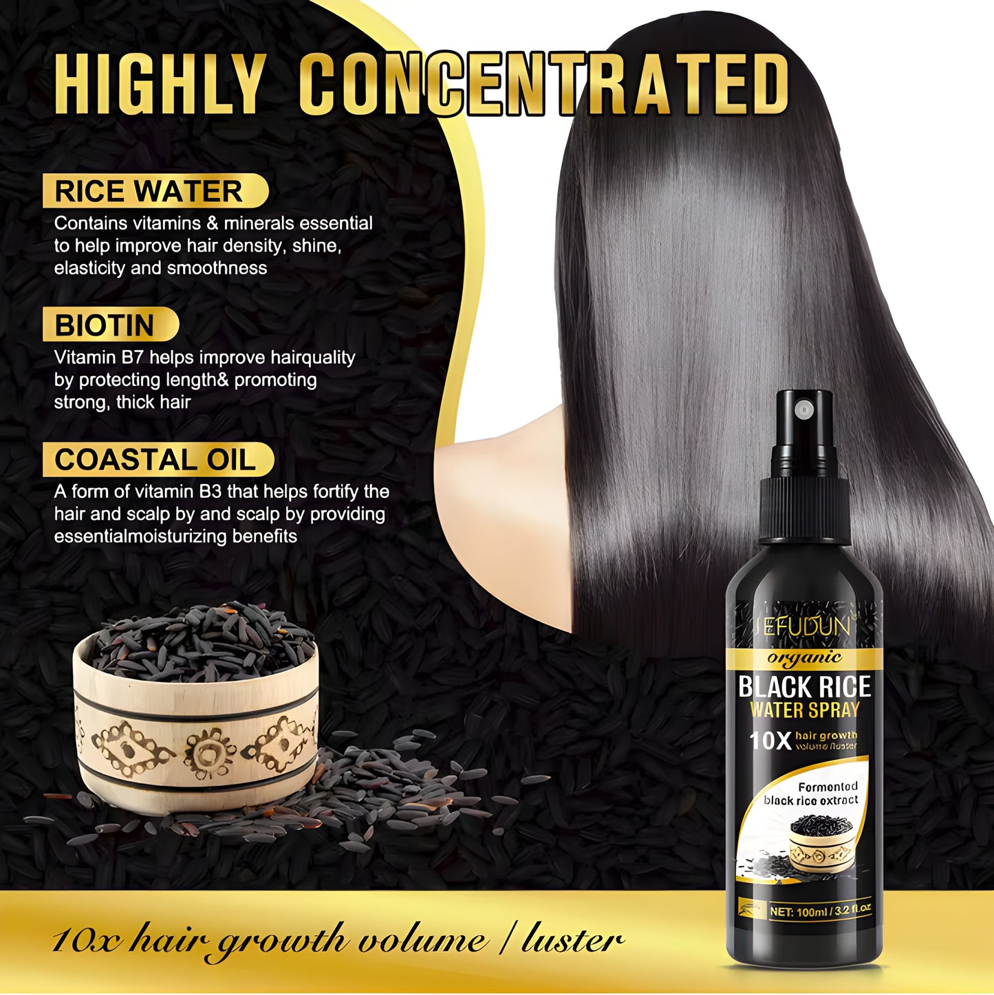 Hair Loss Treatment Biotin Black Rice Water Spray