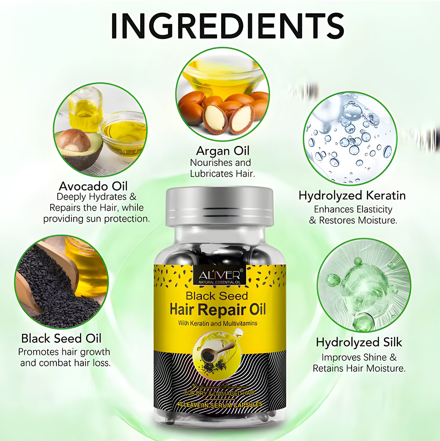 Professional Treatment Black Seed Hair Repair Oil Capsule