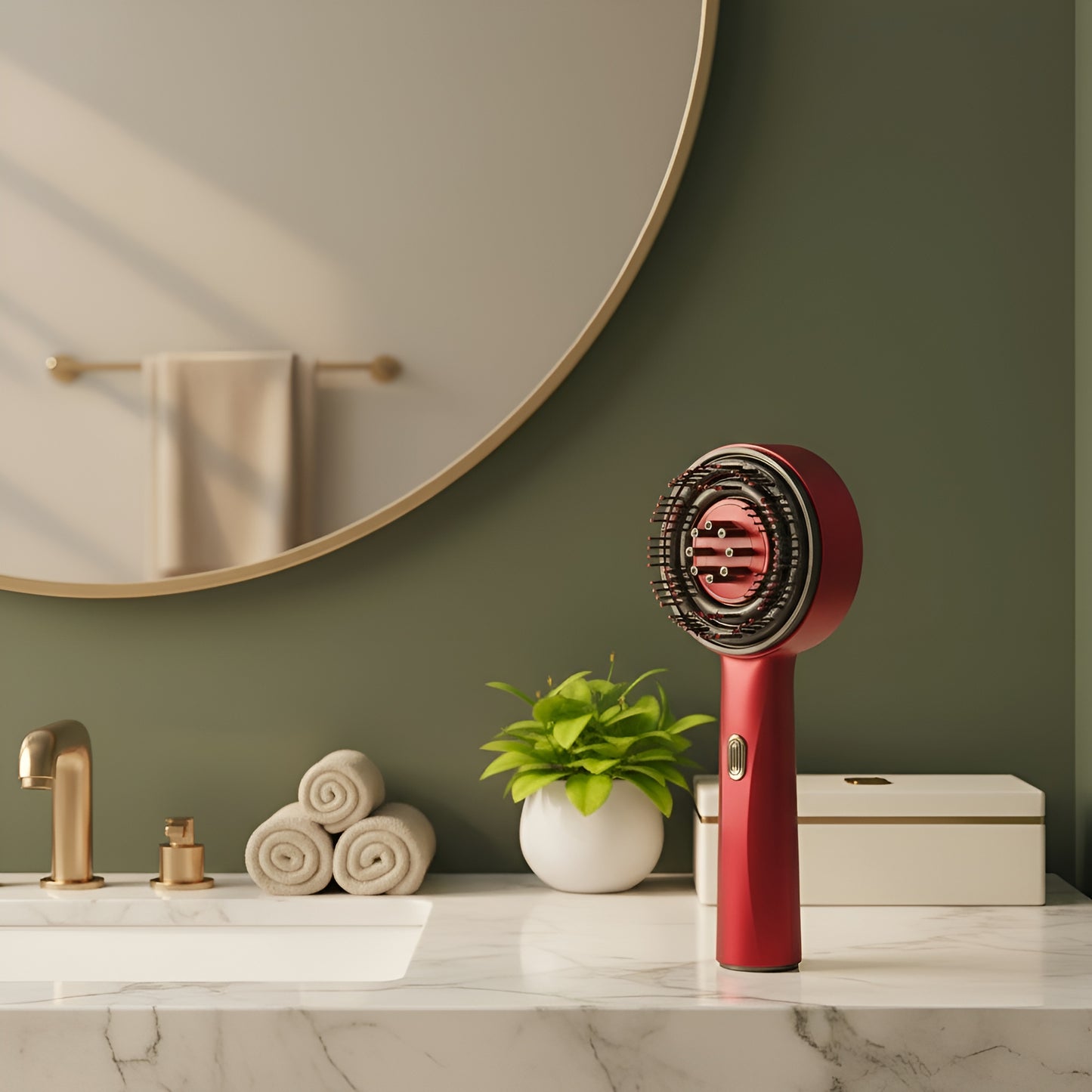 Perie cu Lumină Roșie și Masaj pentru Creșterea Părului – Red Light Therapy Head Massager Brush