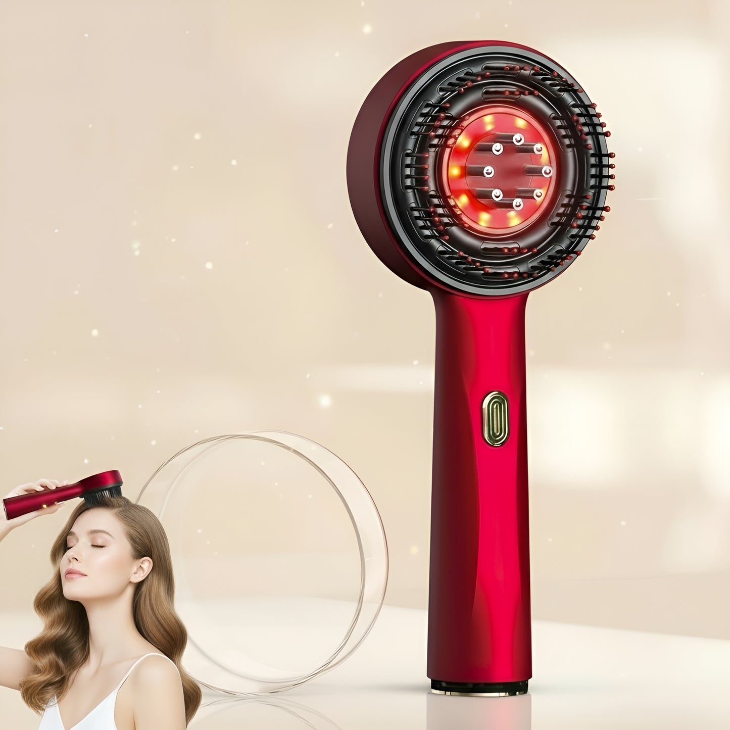 Perie cu Lumină Roșie și Masaj pentru Creșterea Părului – Red Light Therapy Head Massager Brush