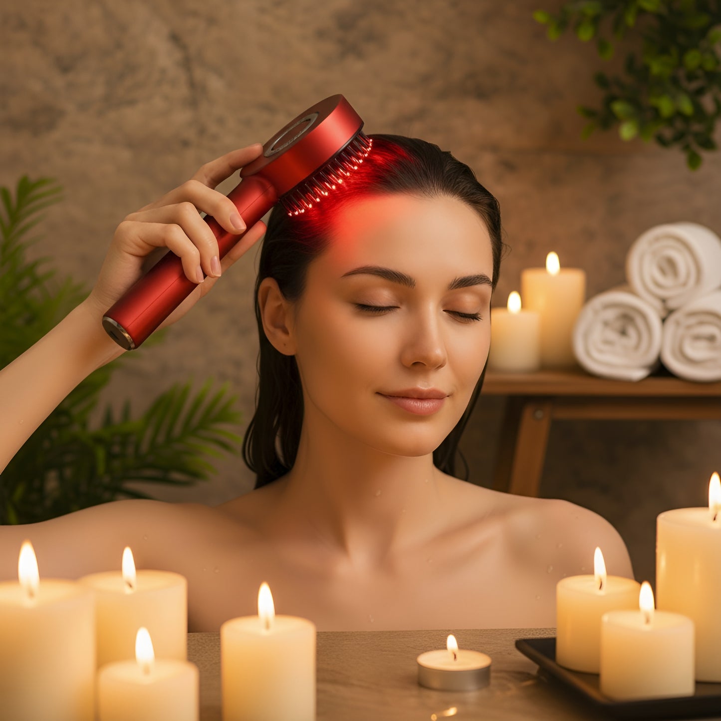 Perie cu Lumină Roșie și Masaj pentru Creșterea Părului – Red Light Therapy Head Massager Brush