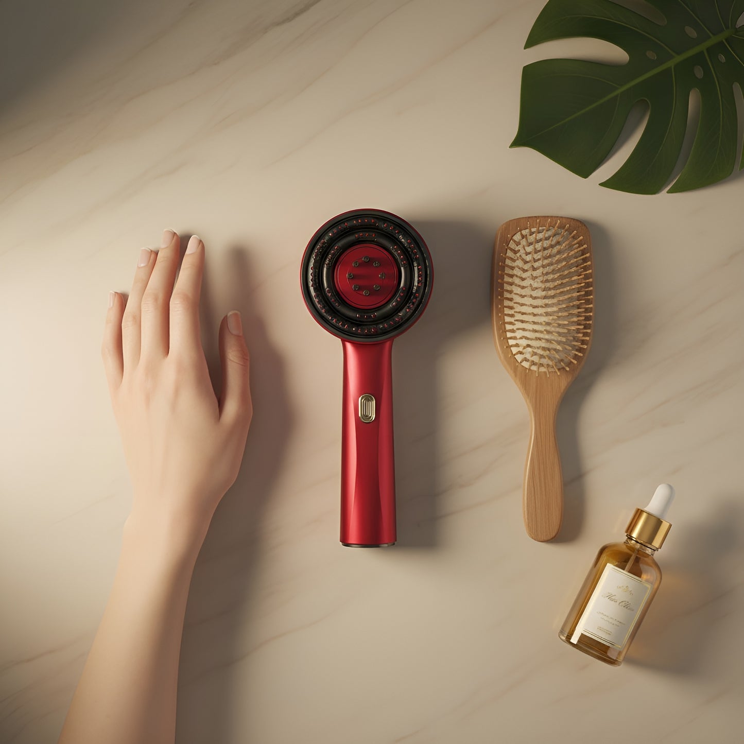 Perie cu Lumină Roșie și Masaj pentru Creșterea Părului – Red Light Therapy Head Massager Brush